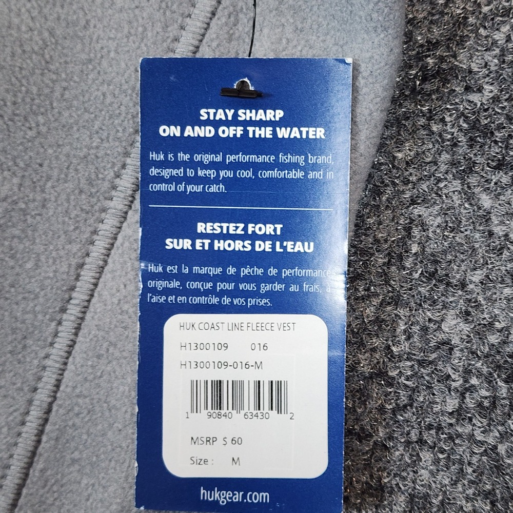 NWT Huk Coastline Men's Fishing Gorpcore Outdoor Fleece Full‎ Zip Vest Size M - Picture 6 of 7